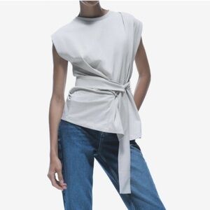 New Zara cotton belt T-shirt top NWT